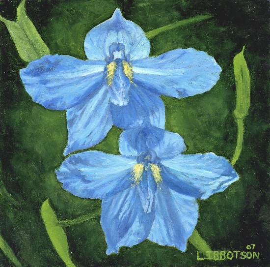 Blue Wildflower - Oil On Masonite
