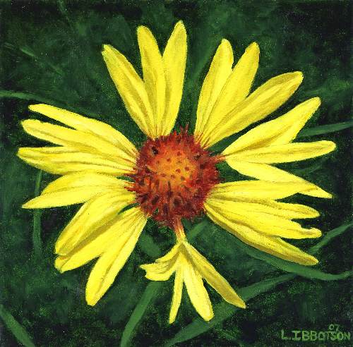 Yellow Wildflower - Oil On Masonite
